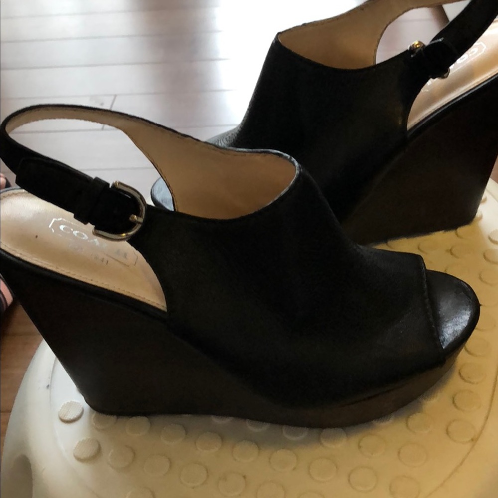 Coach black wedges
